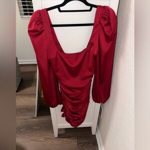 Oh Polly Bold Red Long Sleeve Dress